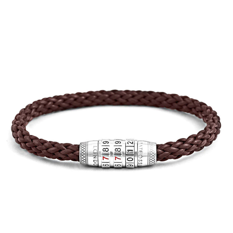 Tateossian Combination Lock 777 Silver Bracelet In Brown-Bracelets-Tateossian-Cufflinks.com.sg