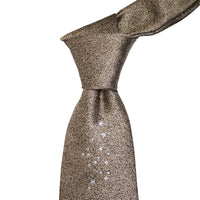 Woven Necktie in Gold with Silver Centralized Micro Star Details-Cufflinks.com.sg | Neckties.com.sg