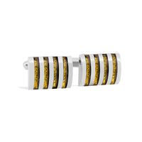 Yellow Dichroic Fused Glass Stripe Cufflinks-Cufflinks.com.sg
