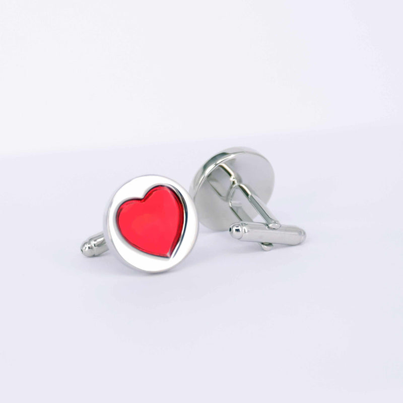 Love + Red heart Cufflinks-Cufflinks.com.sg