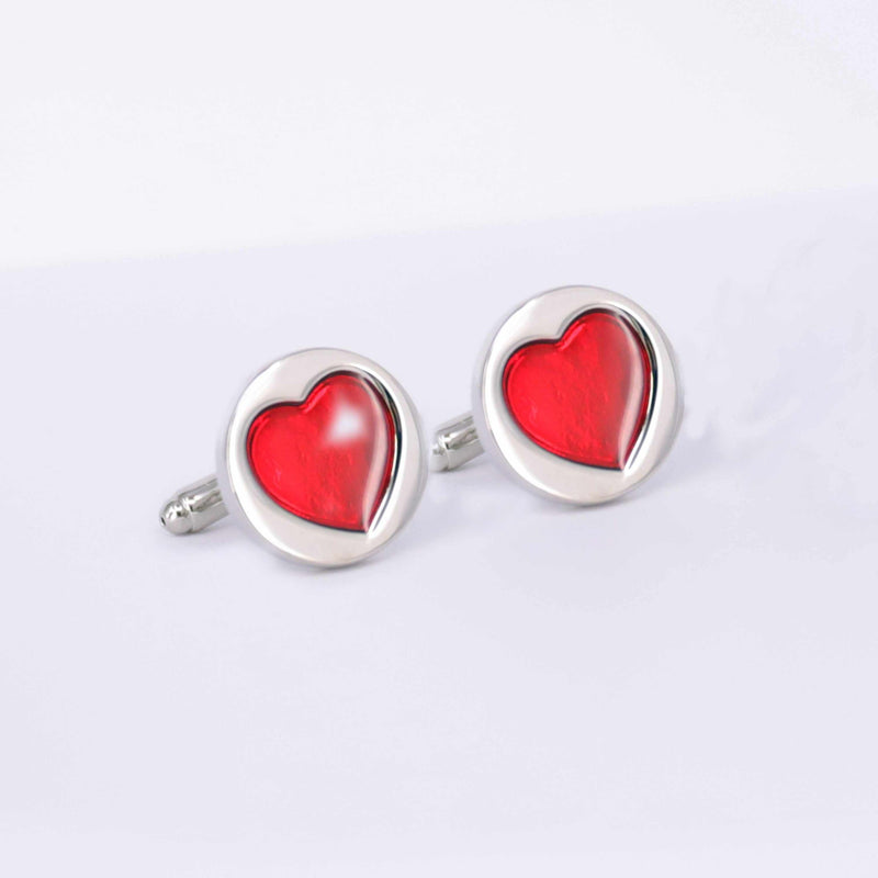 Love + Red heart Cufflinks-Cufflinks.com.sg