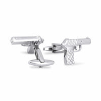 Pistol Gun Silver Cufflinks-Cufflinks.com.sg