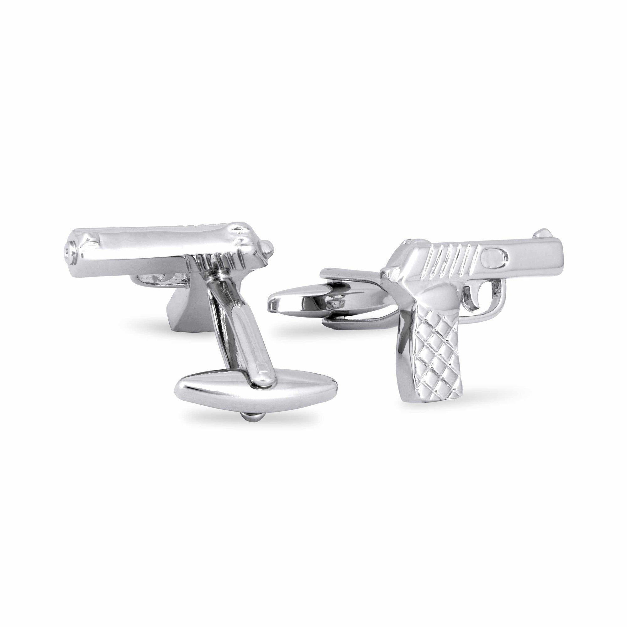 Pistol Gun Silver Cufflinks-Cufflinks.com.sg
